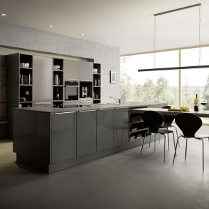 German kitchen with island in Agate grey