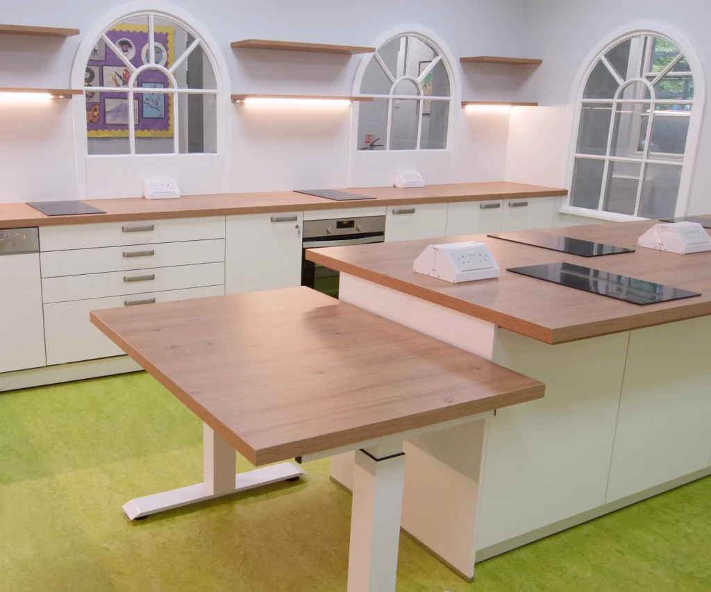 A German kitchen in a primary school designed for teaching children to cook
